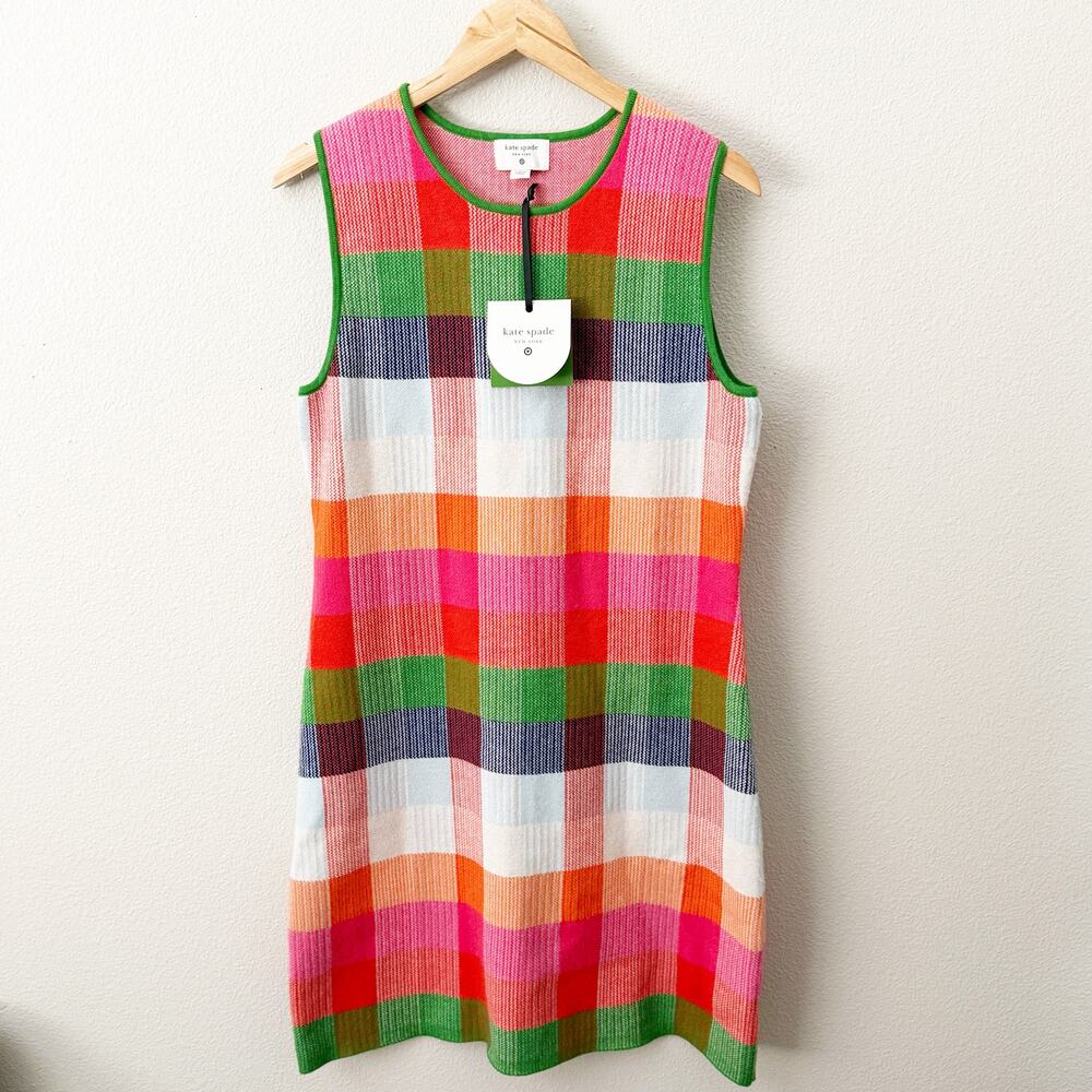KATE SPADE x TARGET | NWT Plaid Pink Orange Green Knit Dress Multicolor | XL - Picture 2 of 7